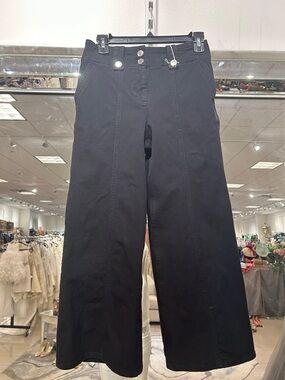 DEREK LAM Wide Leg Black Stretch Women's Jeans